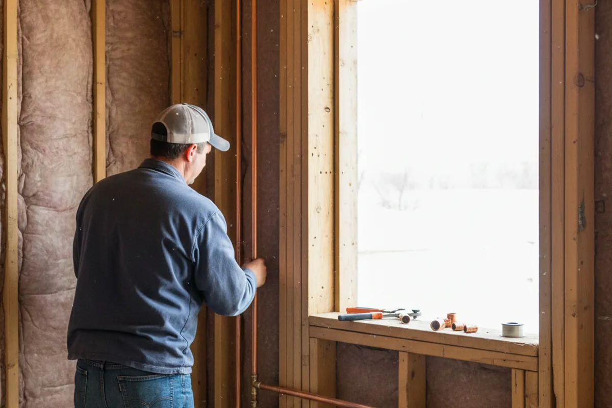 Licensed plumber running new copper supply lines in a Springfield home